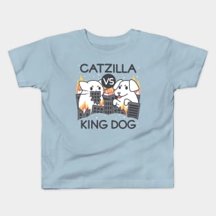 Catzilla vs King dog Kids T-Shirt